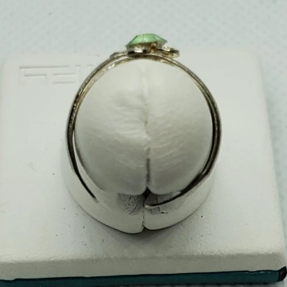 Silver & Green Flower Adjustable Toe Ring